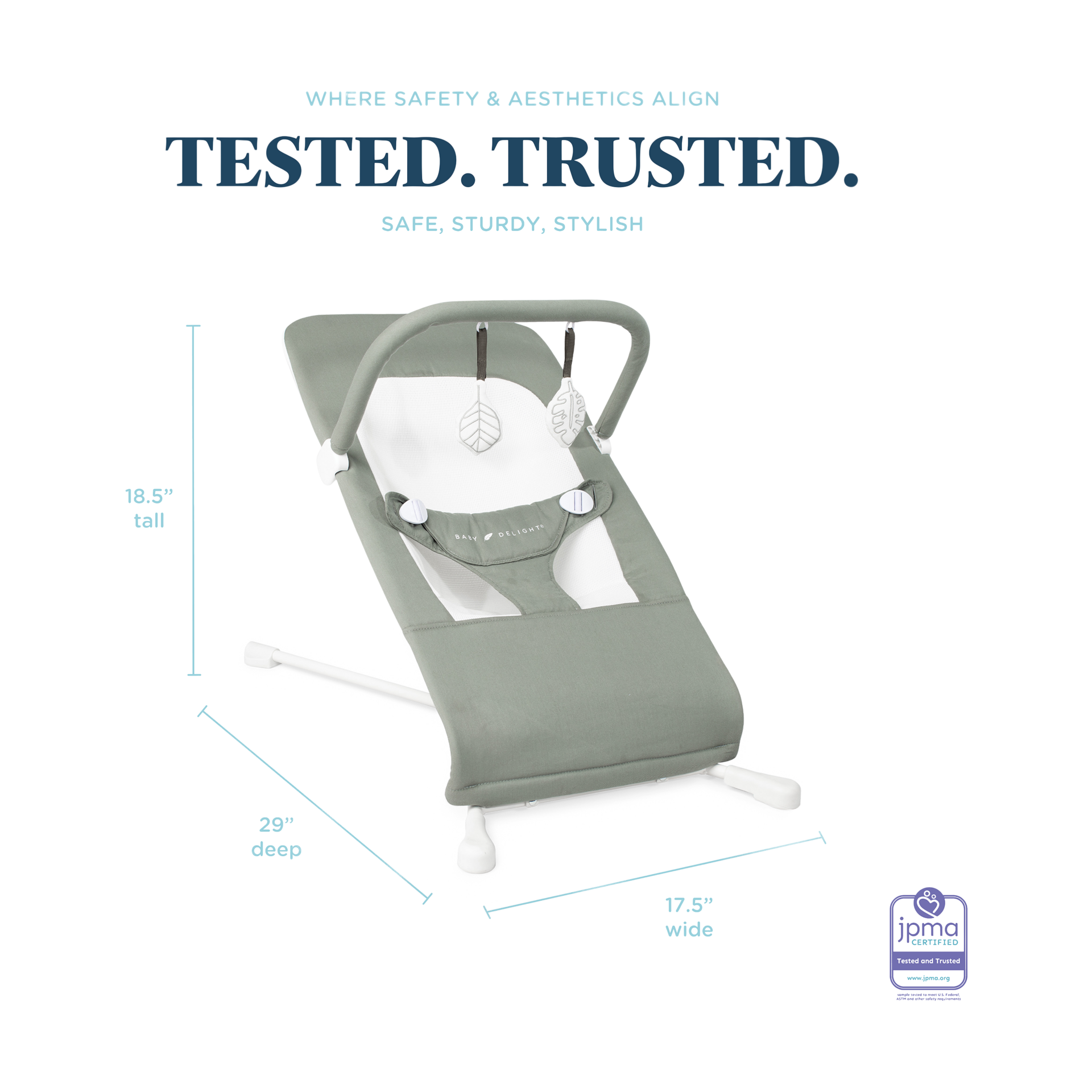 Baby Delight Highland Organic Portable Bouncer - Organic Sage.