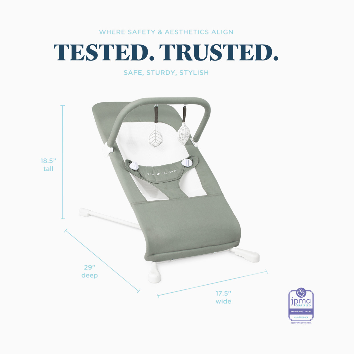 Baby Delight Highland Organic Portable Bouncer - Organic Sage.