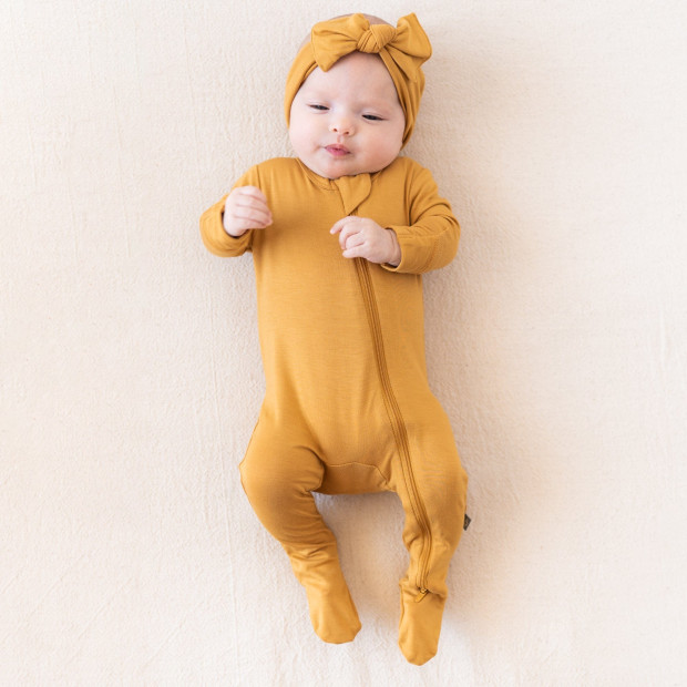Kyte Baby Zipper Footie - Marigold, 0-3 Months.