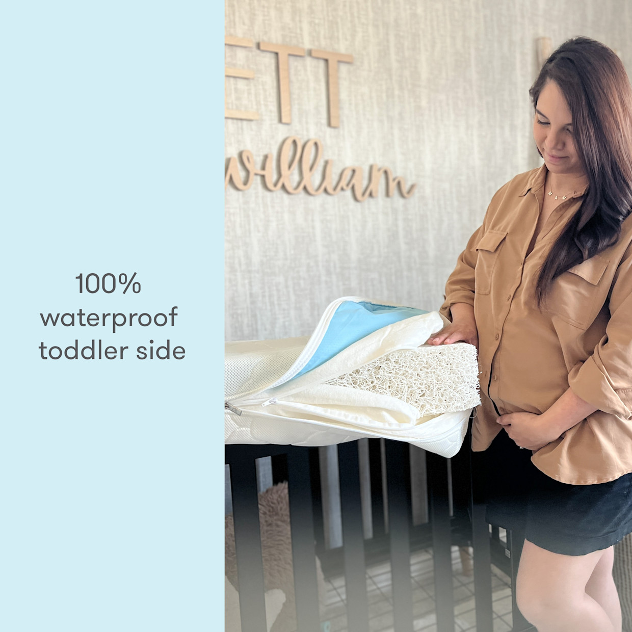 Newton Baby Waterproof Breathable Crib Mattress - Moonlight Grey.