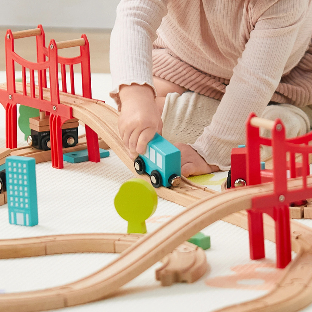 Tiny Land Wooden Train Set for Children 39 Pcs.