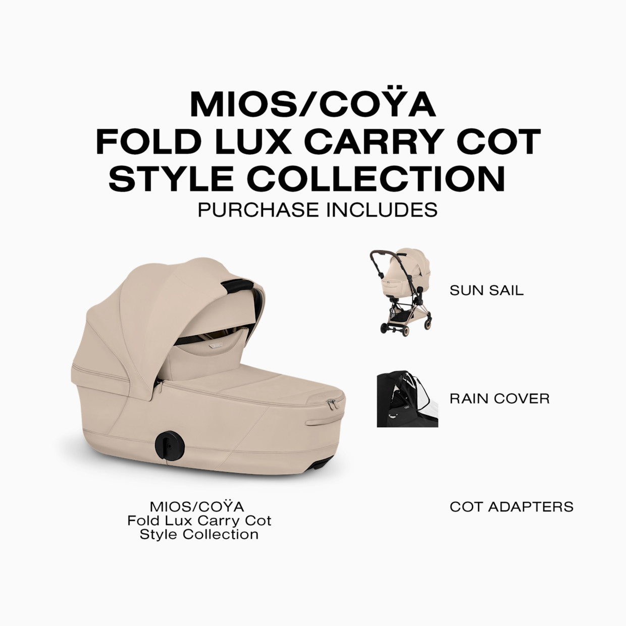 Cybex MIOS/COYA Fold Lux Carry Cot Style Collection - Cozy Beige.