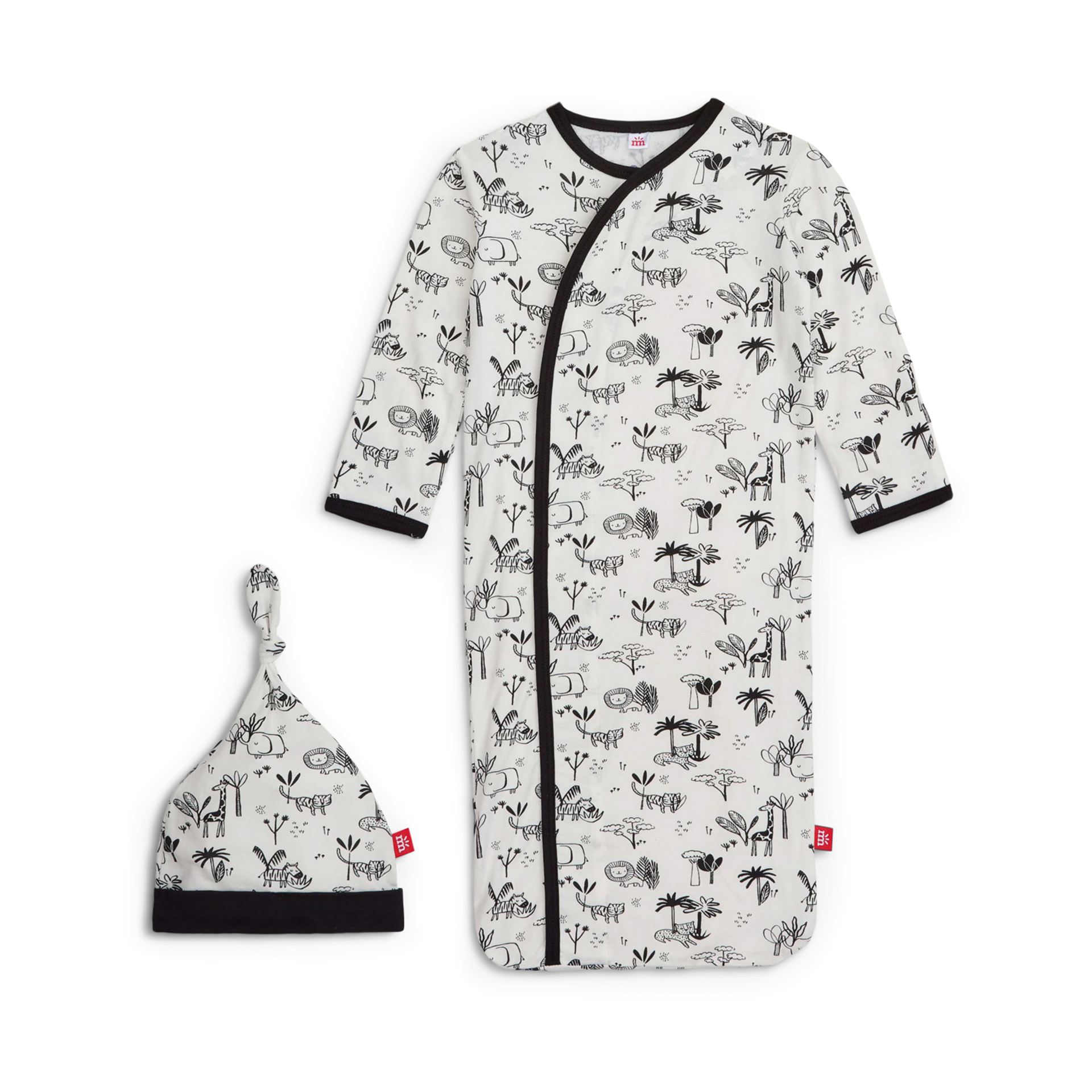 Magnetic Me Modal Gown And Hat Set - Black & White Animal Safari, 0-3 M.