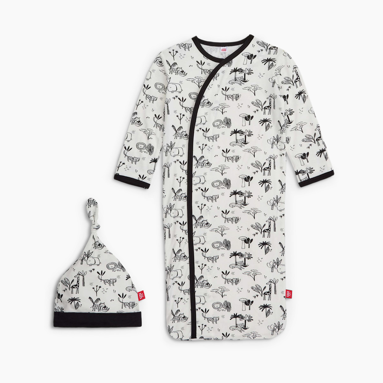 Magnetic Me Modal Gown And Hat Set - Black & White Animal Safari, 0-3 M.