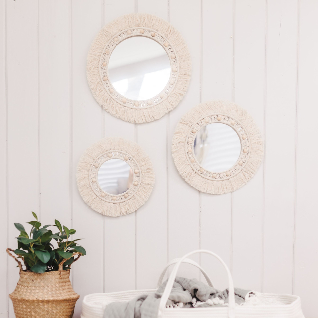 Crane Baby Willow 3-pc. Mirror Macrame Wall Hangings - Natural.