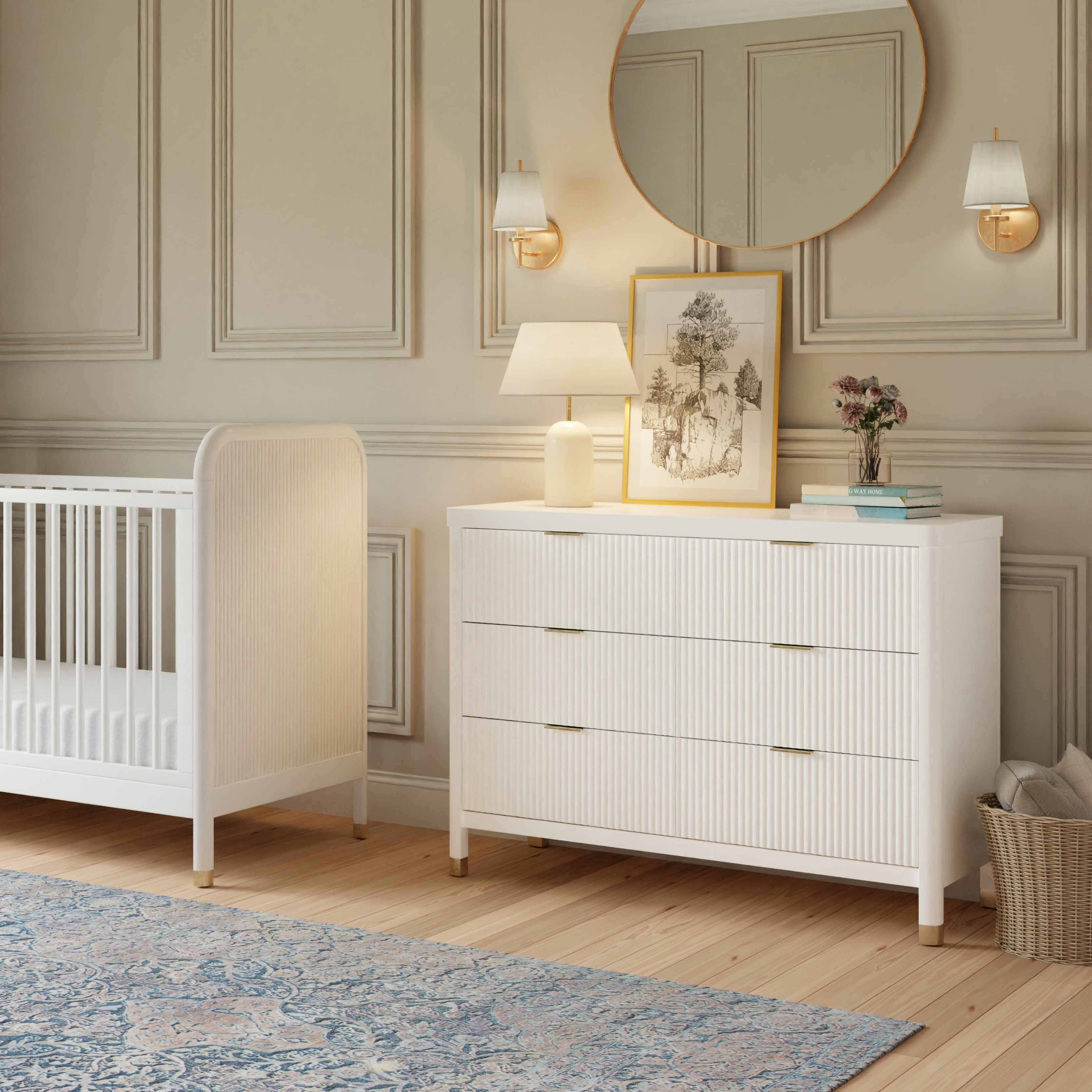 Namesake Brimsley Tambour 6-Drawer Assembled Dresser - Warm White.