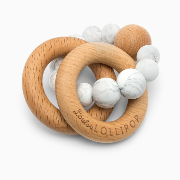 Loulou Lollipop Bubble Silicone & Wood Teething Rattle - Marble.