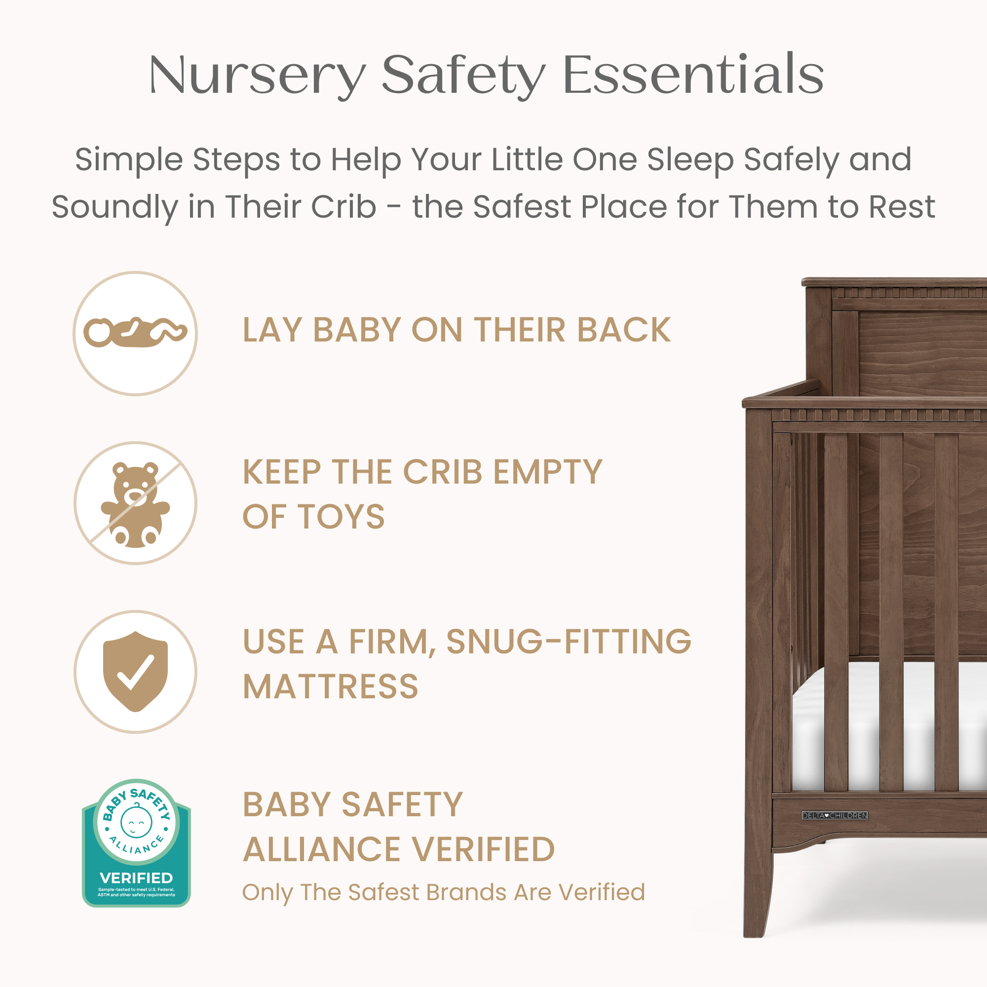 Delta Children Kendall 6-in-1 Convertible Crib - Teak Brown.