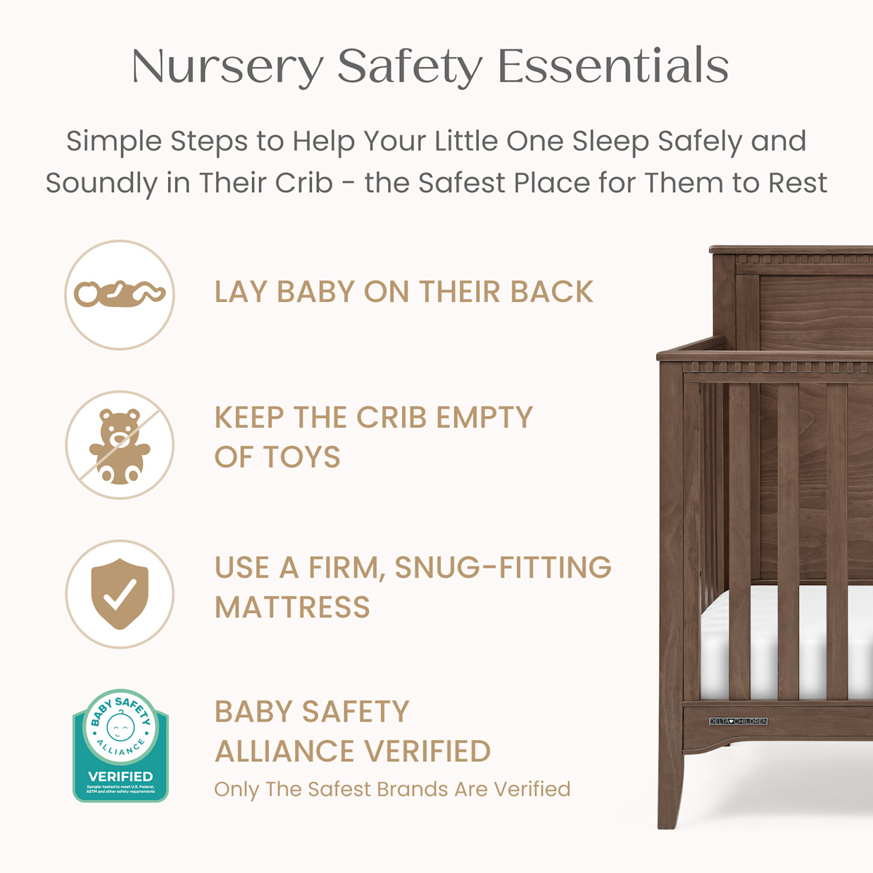 Delta Children Kendall 6-in-1 Convertible Crib - Teak Brown.