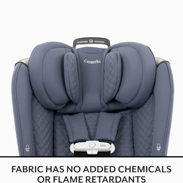 Evenflo Revolve360 Slim 2-in-1 Rotational Car Seat with Green & Gentle Fabric.