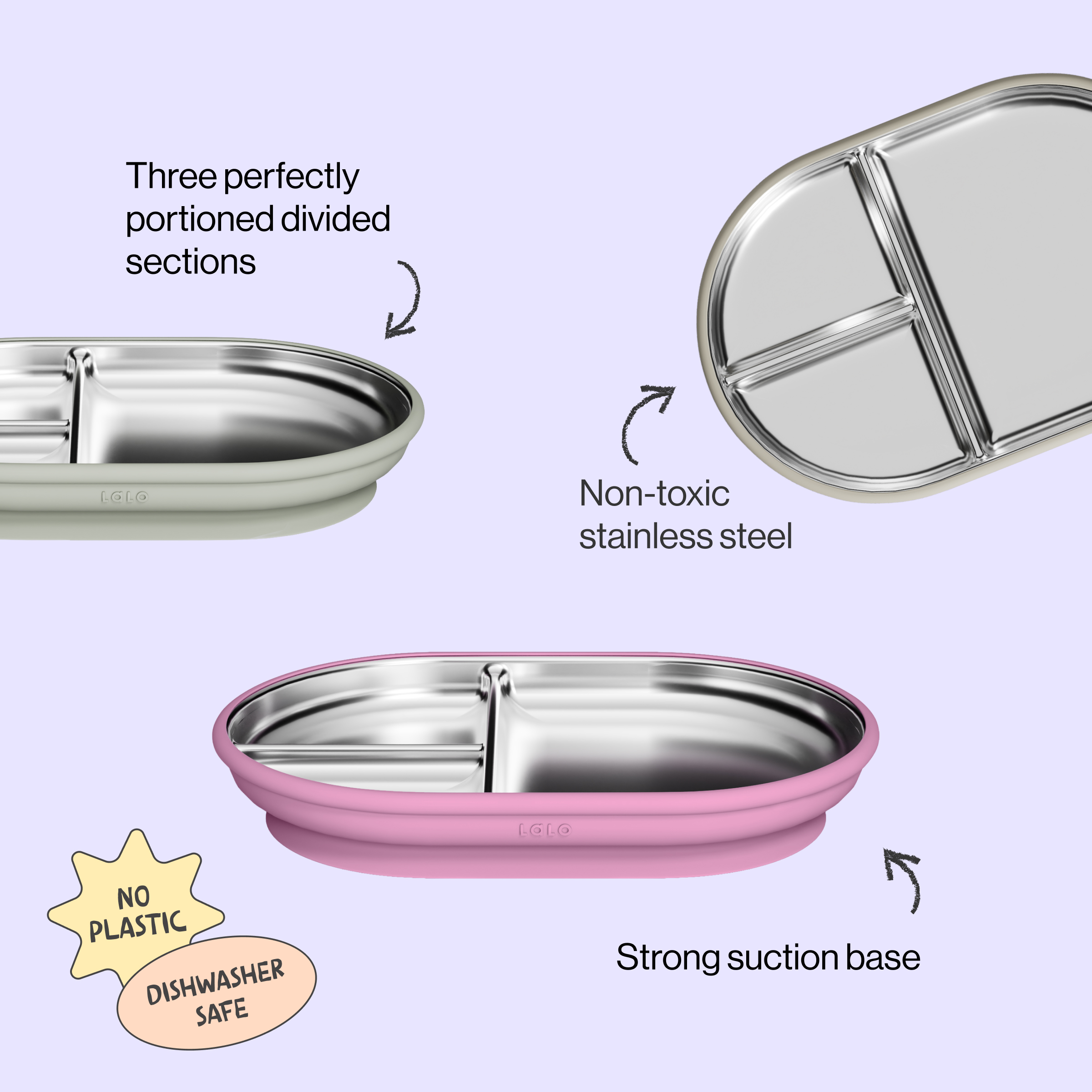 Lalo Stainless Steel Suction Plate.