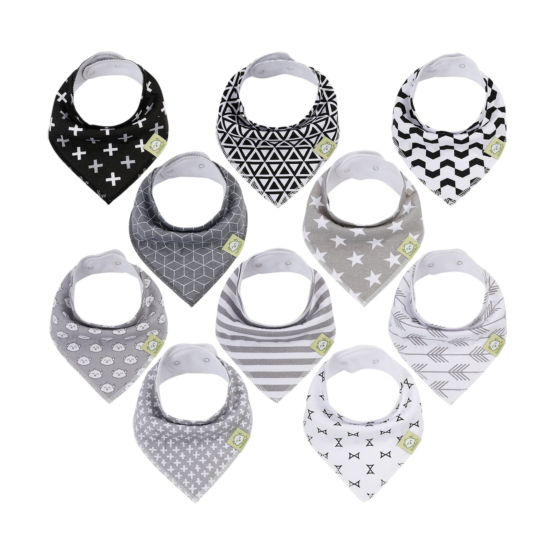 KeaBabies Organic Bandana Bibs (10 Pack) Monos, 10 Babylist Shop