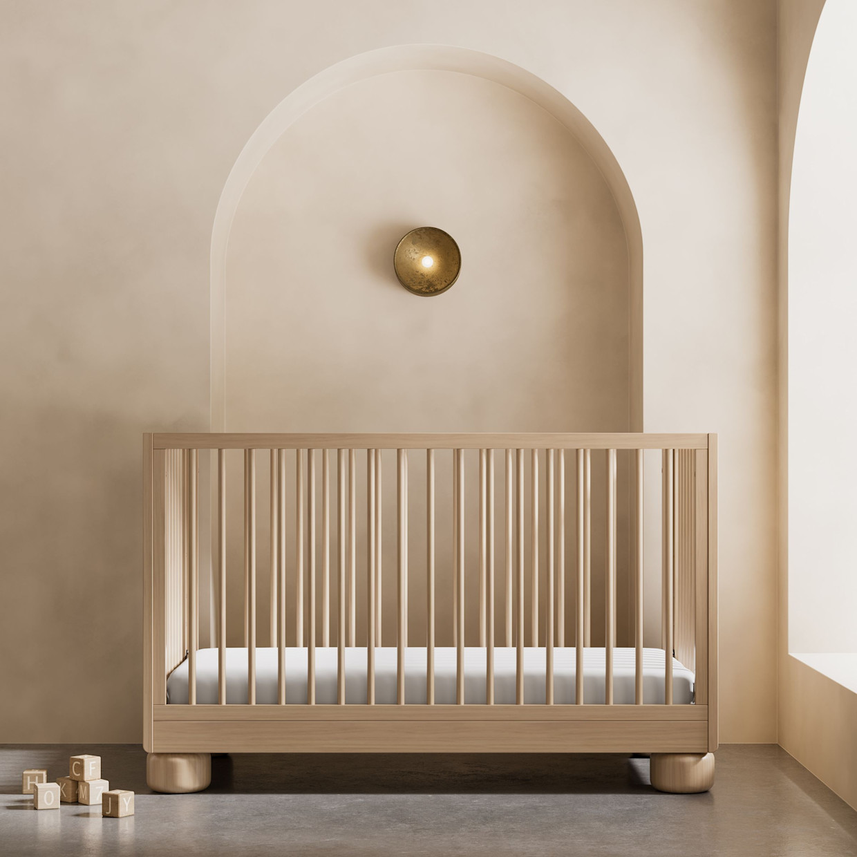 Storkcraft Sorrento Deluxe 3-in-1 Convertible Crib with Toddler Guardrail - Driftwood.
