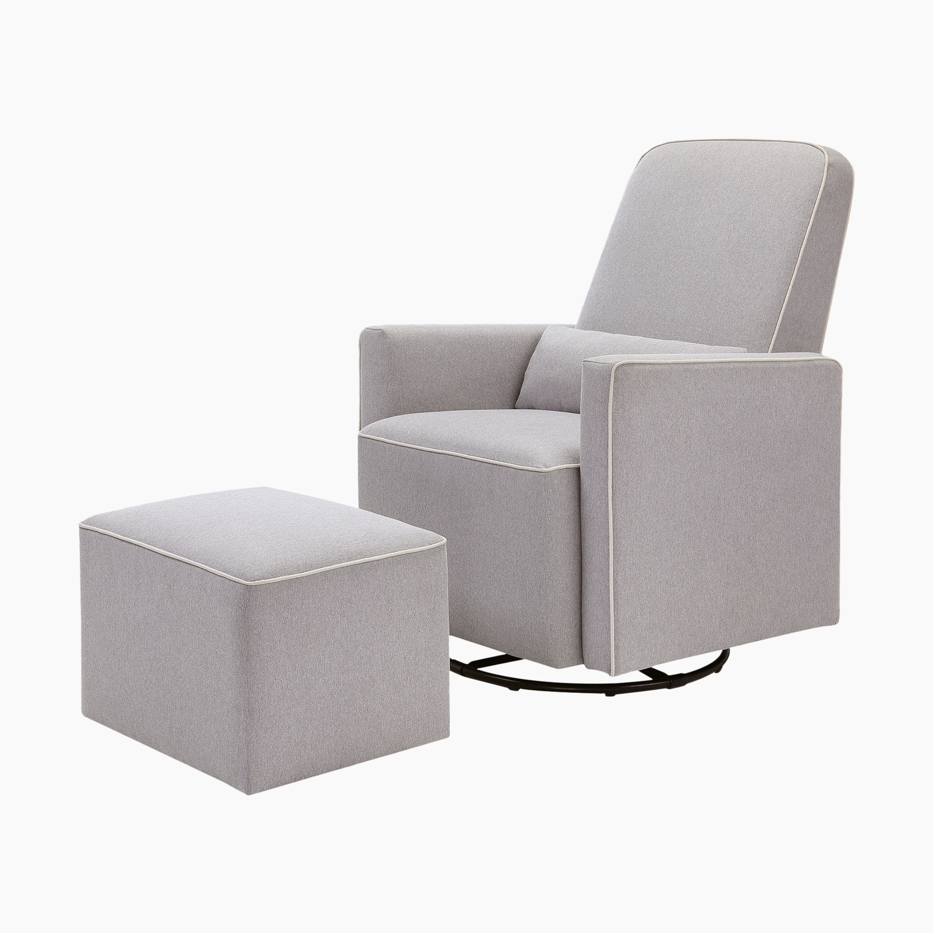 DaVinci Olive Glider and Ottoman Grey With Cream Piping