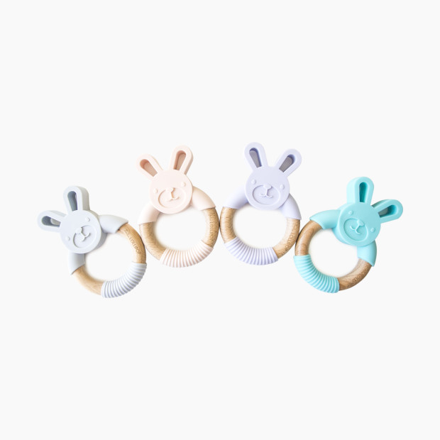Loulou Lollipop Bunny Silicone and Wood Teething Ring - Lilac.