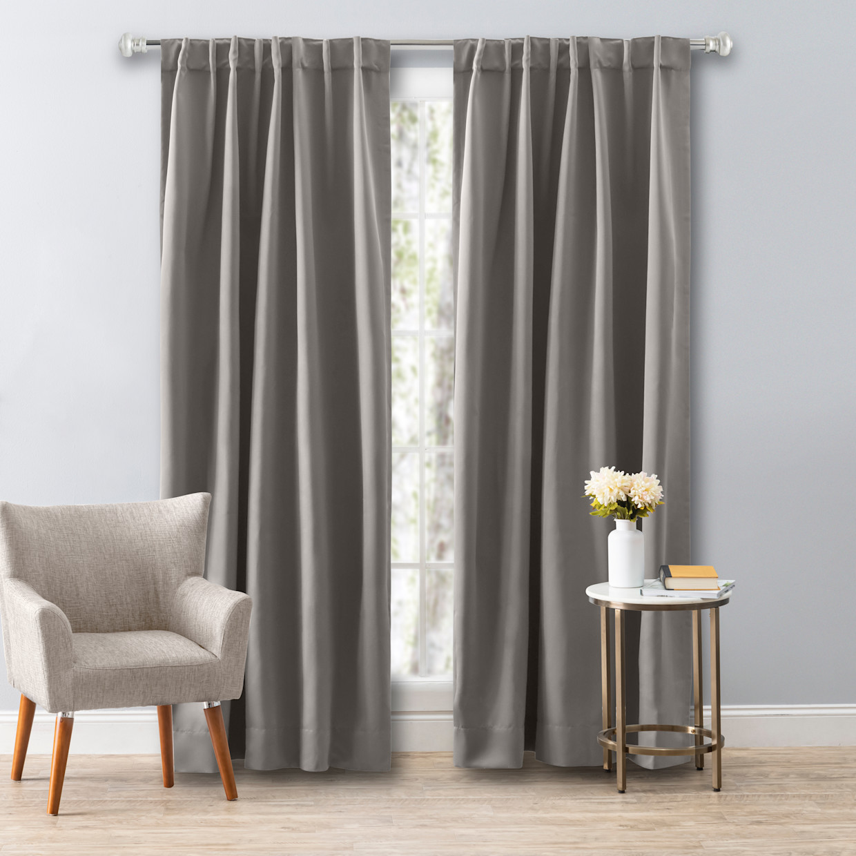 Ricardo Trading Ultimate Black-Out 2-Way Pocket Window Panel Curtain - Grey, 56"W X 84"L.