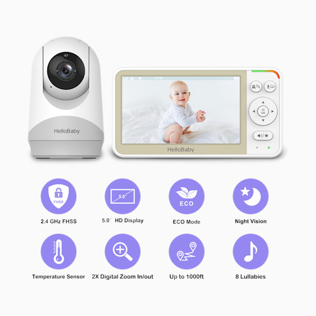 HelloBaby 5.0" IPS LCD Digital Wireless Video Baby Monitor with Mount.