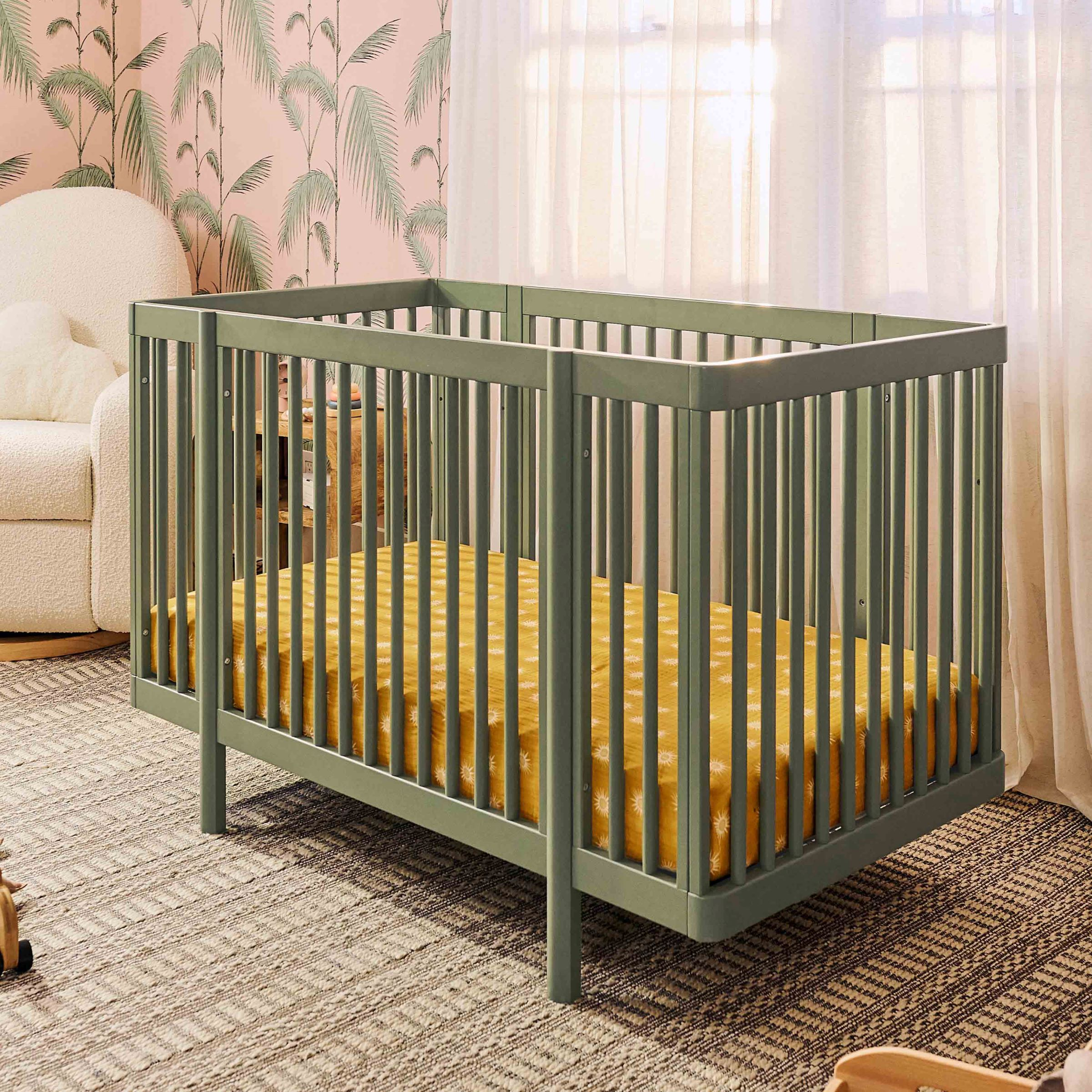 babyletto Pogo 8-in-1 Convertible Crib with All-Stages Conversion Kits - Olive.
