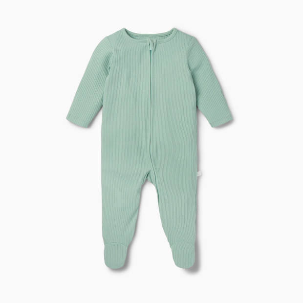 MORI Ribbed Clever Zip Footed Baby Pajamas - Mint, 3-6 M.