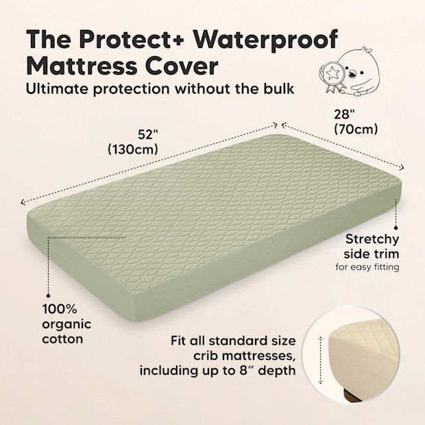 KeaBabies 2-Pack Mavy Protect+ Waterproof Crib Mattress Protector.