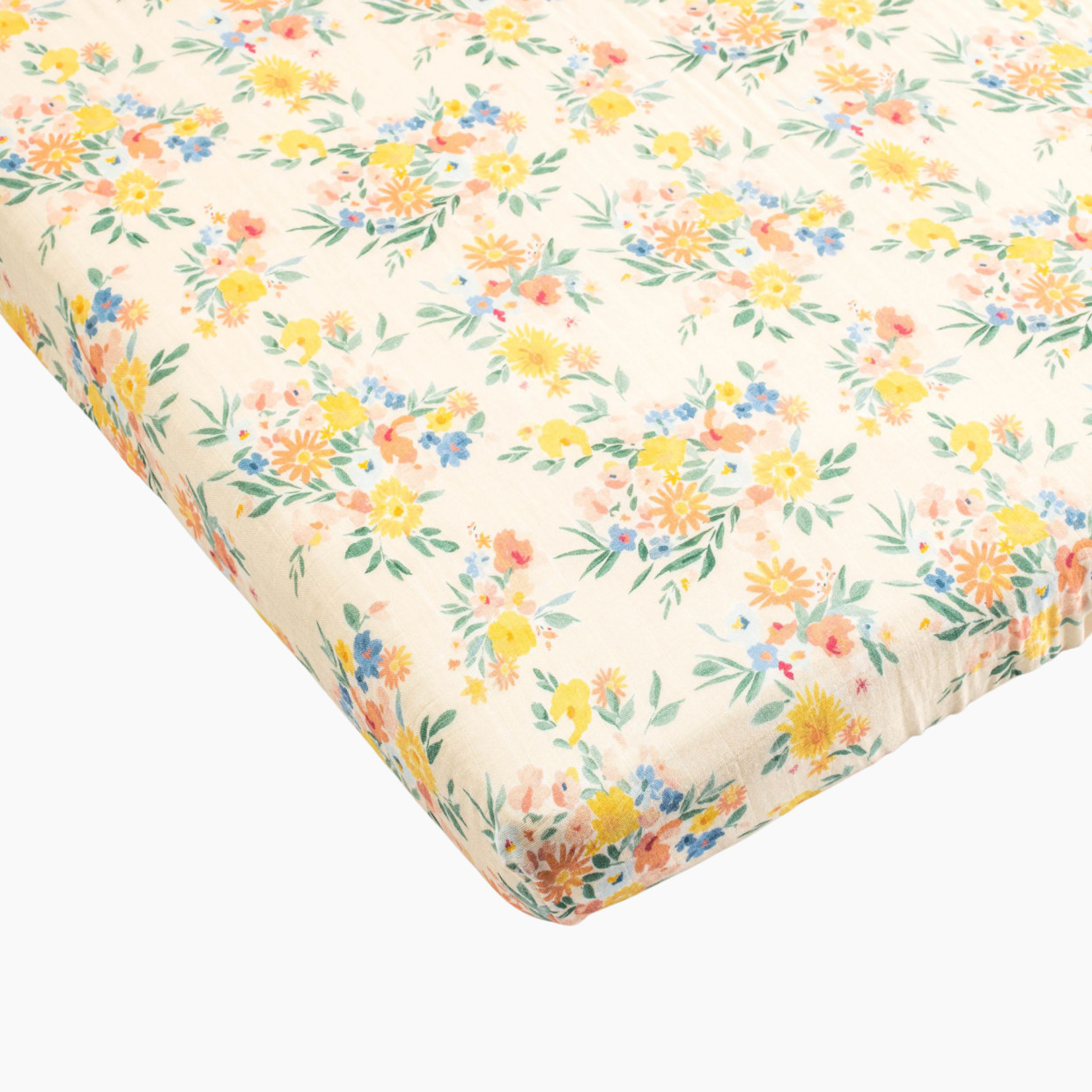 Loulou Lollipop Cotton & Bamboo Fitted Crib Sheet - Floral Bouquet.