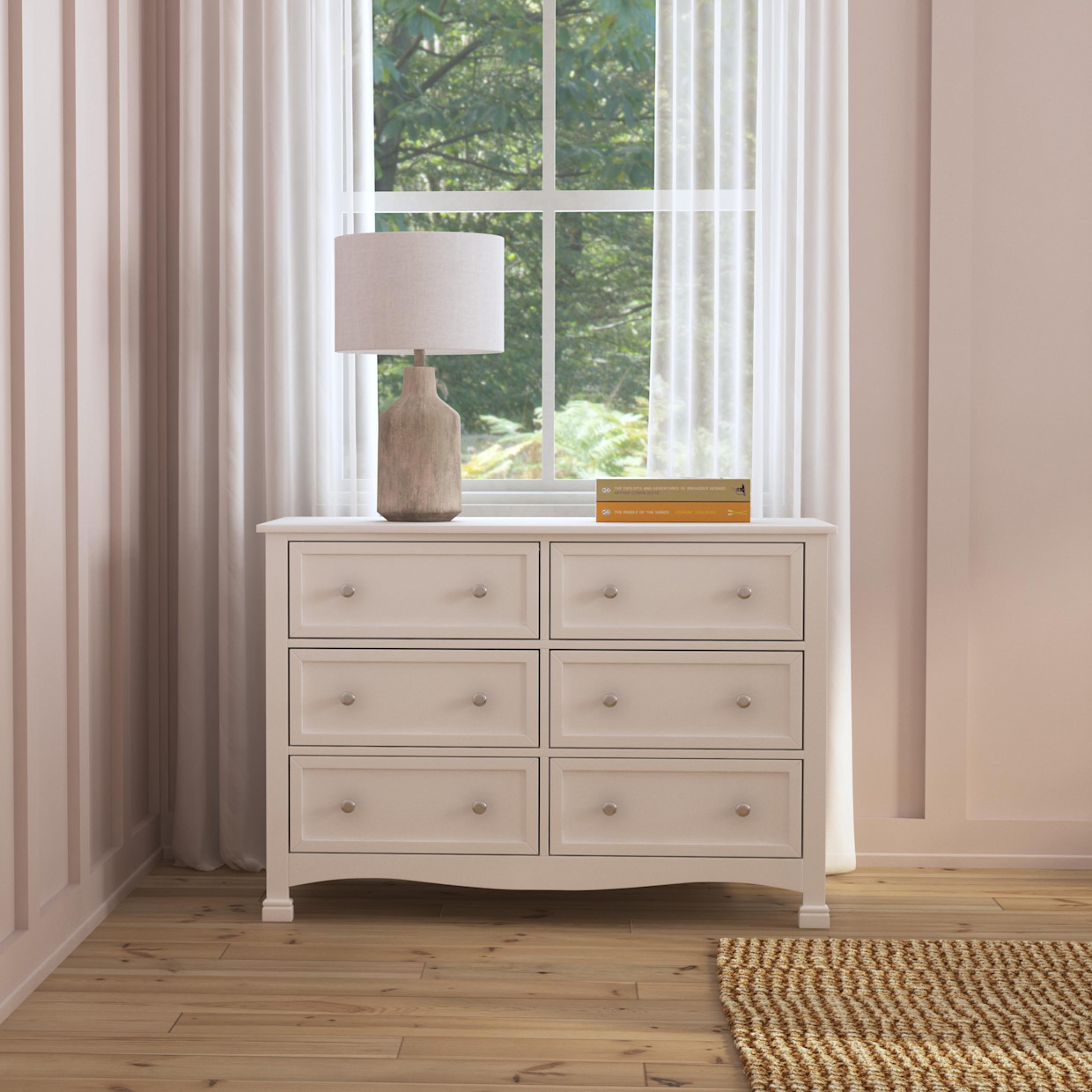 daVinci Kalani 6-Drawer Double Wide Dresser - White.