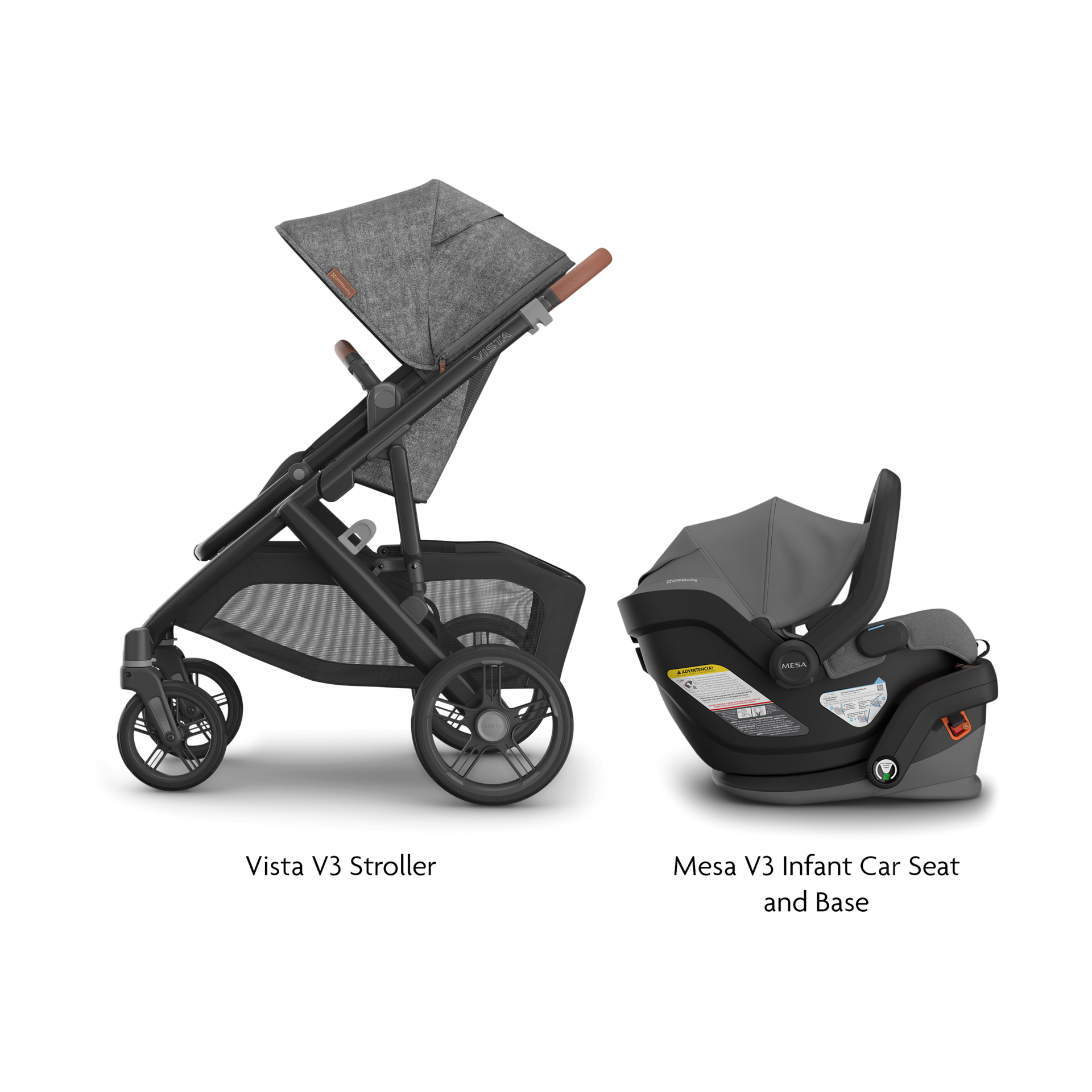 UPPAbaby Vista V3 Stroller & Mesa V3 Infant Car Seat Travel System - Greyson.