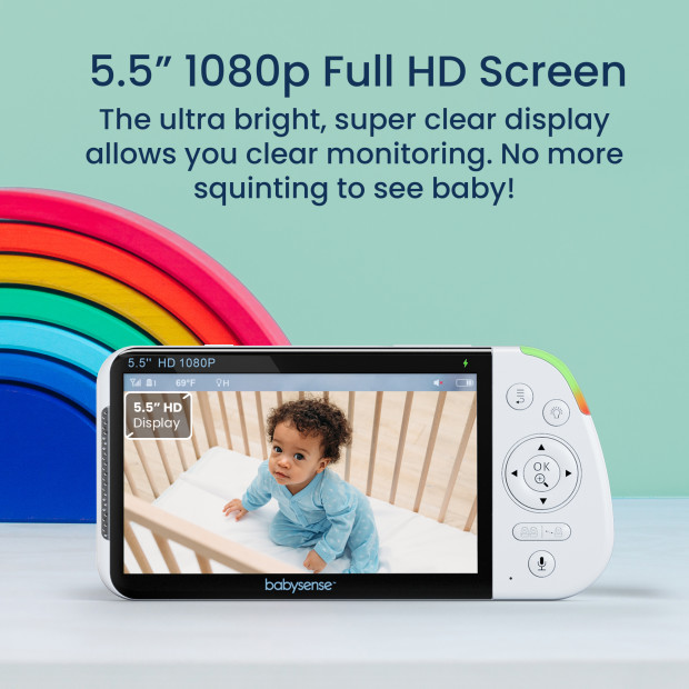 Babysense 1080p Full HD Split-Screen Baby Monitor - 2 Cameras.