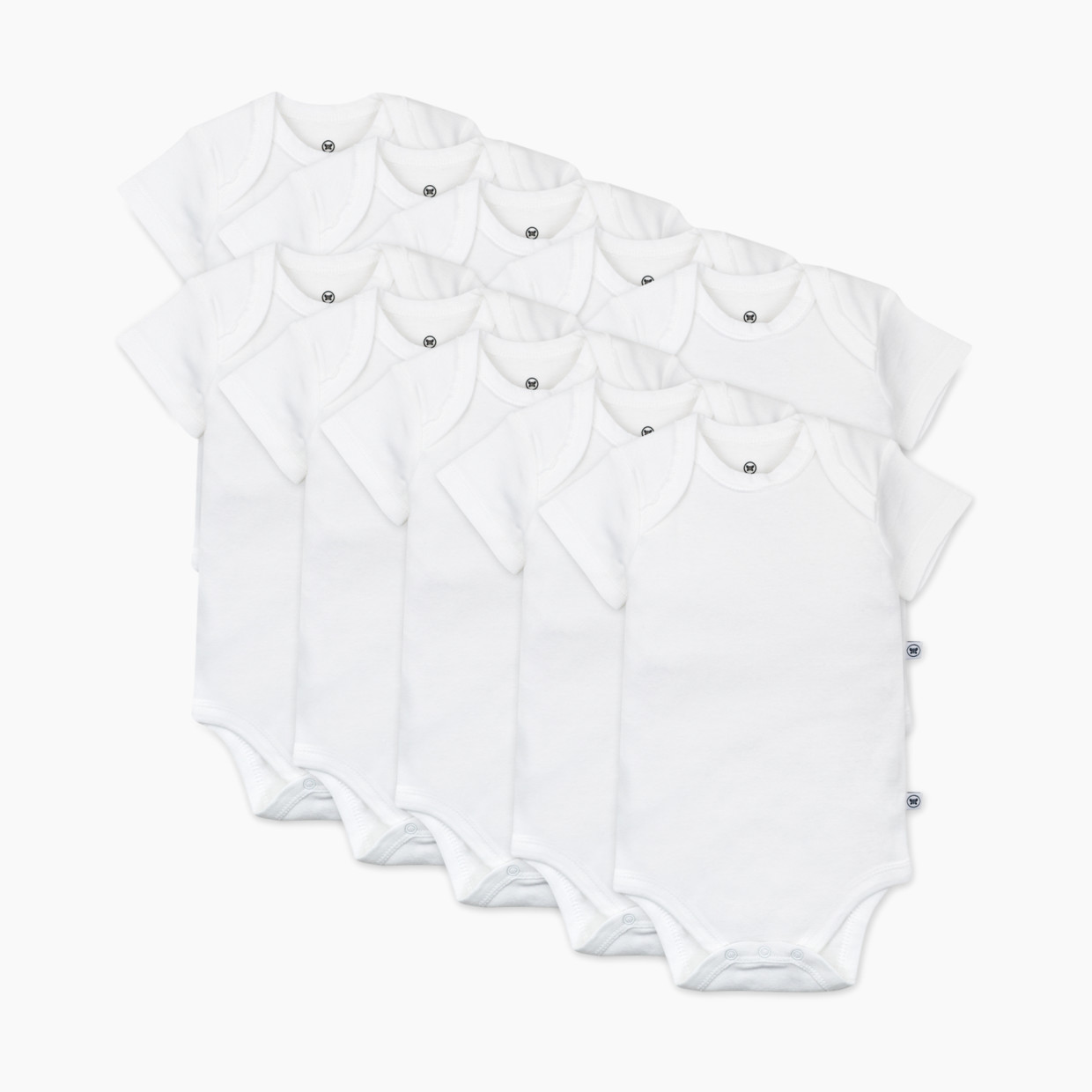 Honest Baby Clothing 10-Pack Organic Cotton Short Sleeve Bodysuits - Bright White, Nb, 10.