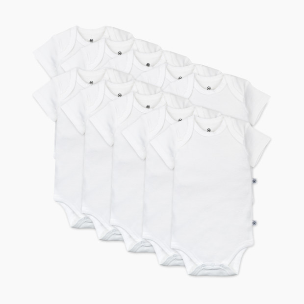 Honest Baby Clothing 10-Pack Organic Cotton Short Sleeve Bodysuits - Bright White, 12 M, 10.