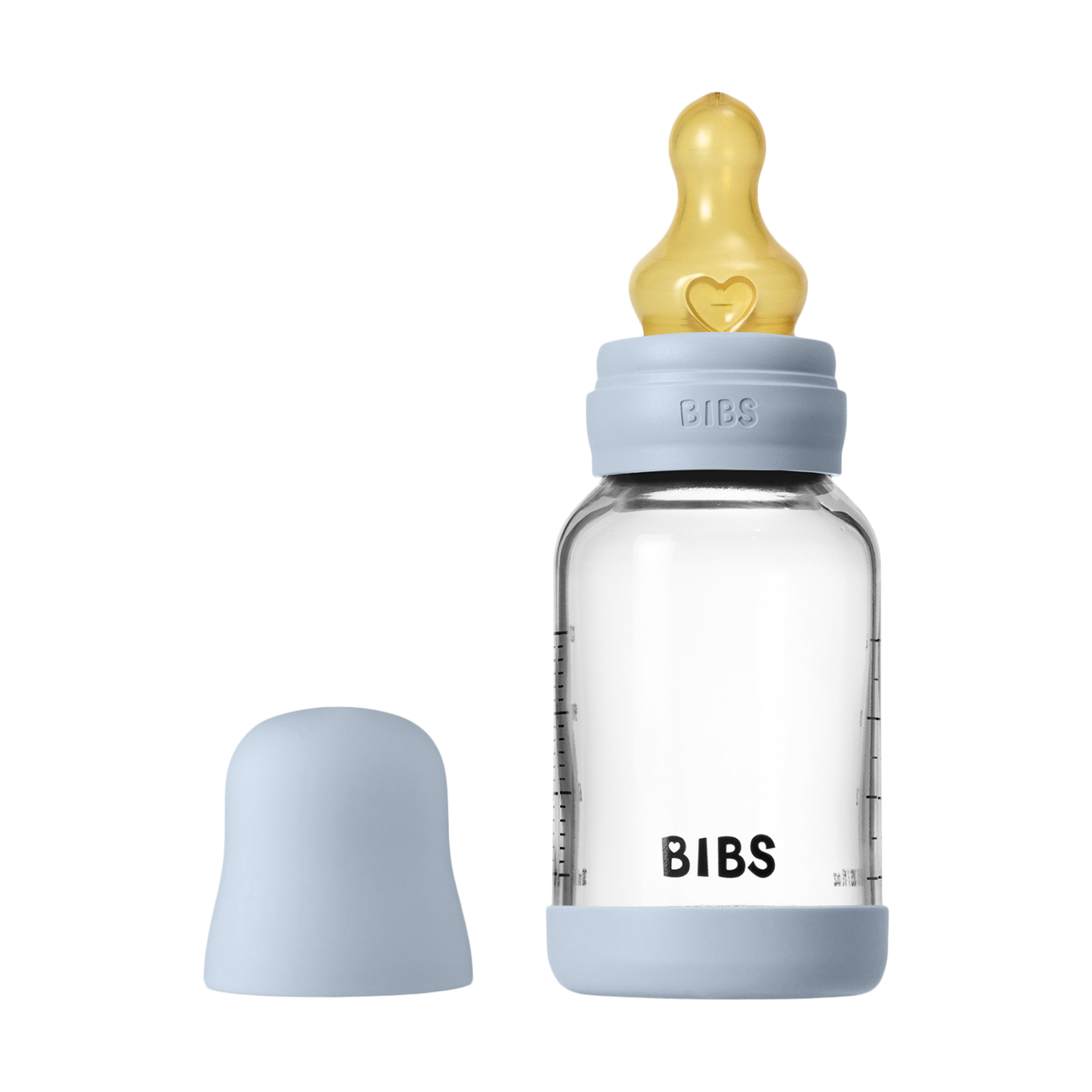 BIBS Baby Glass Bottle with Natural Rubber Nipple.