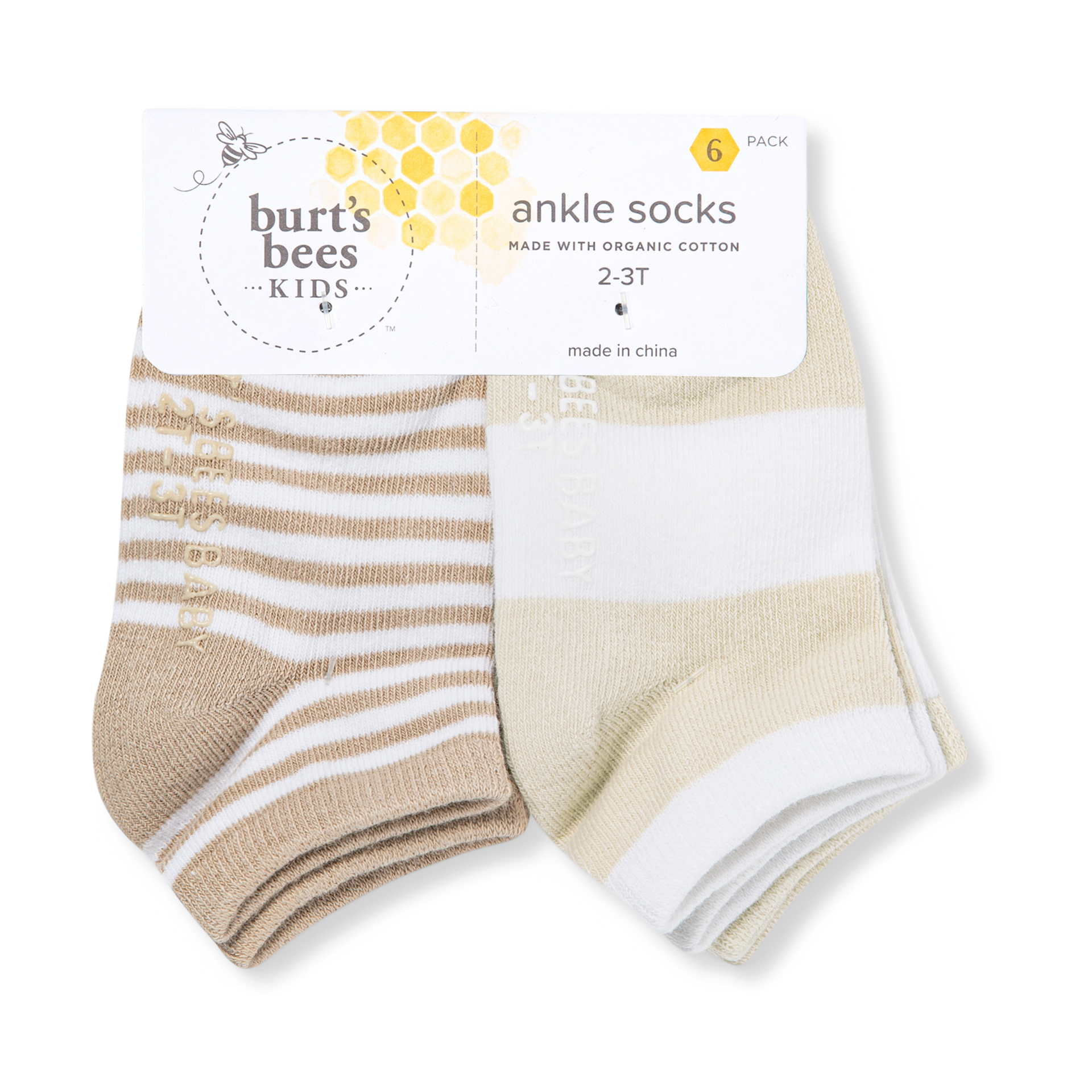 Burt's Bees Baby Ankle Socks (6 Pack) - Oat, 3-12 M.