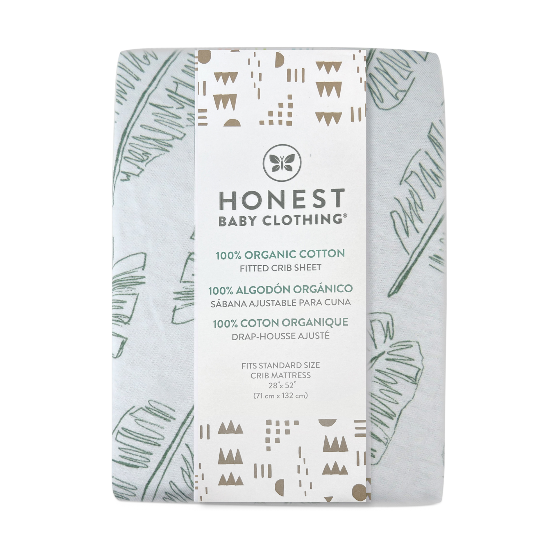 Honest Baby Clothing Organic Cotton Fitted Crib Sheet - Jumbo Leaf Sage.