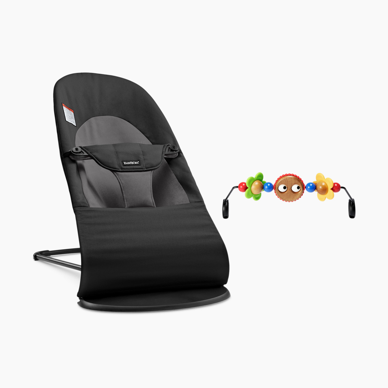 BabyBjörn Bouncer Balance Soft and Toy Bar Bundle - Black/Googly Eyes.