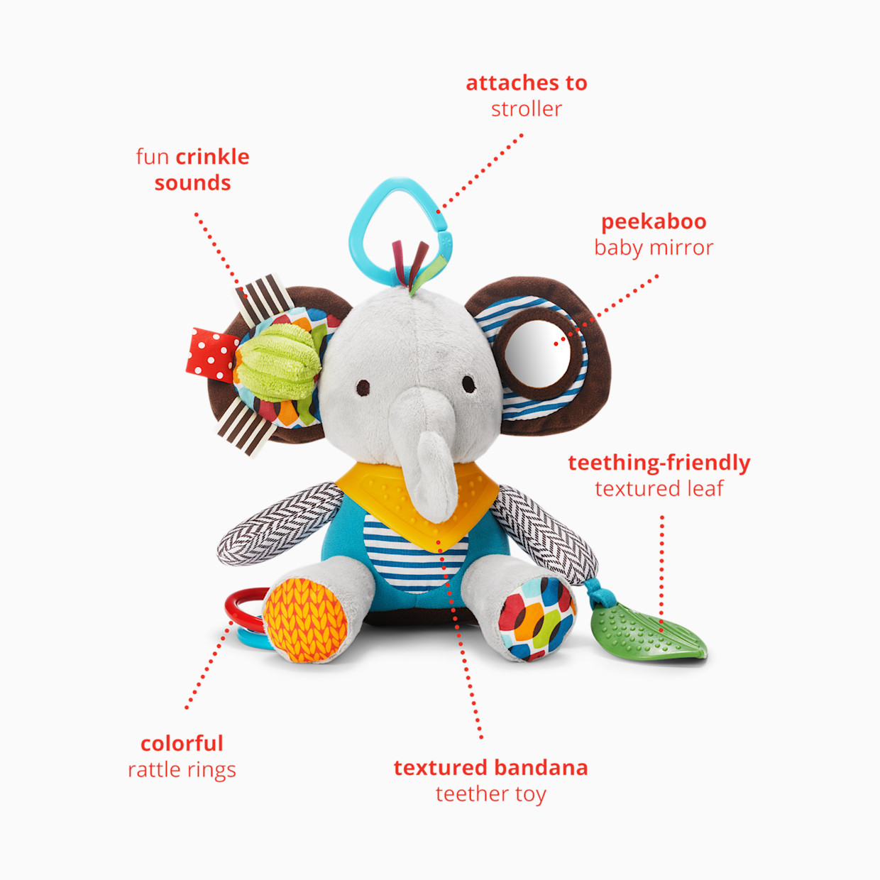 Skip Hop Bandana Buddies Stroller Toy - Elephant.
