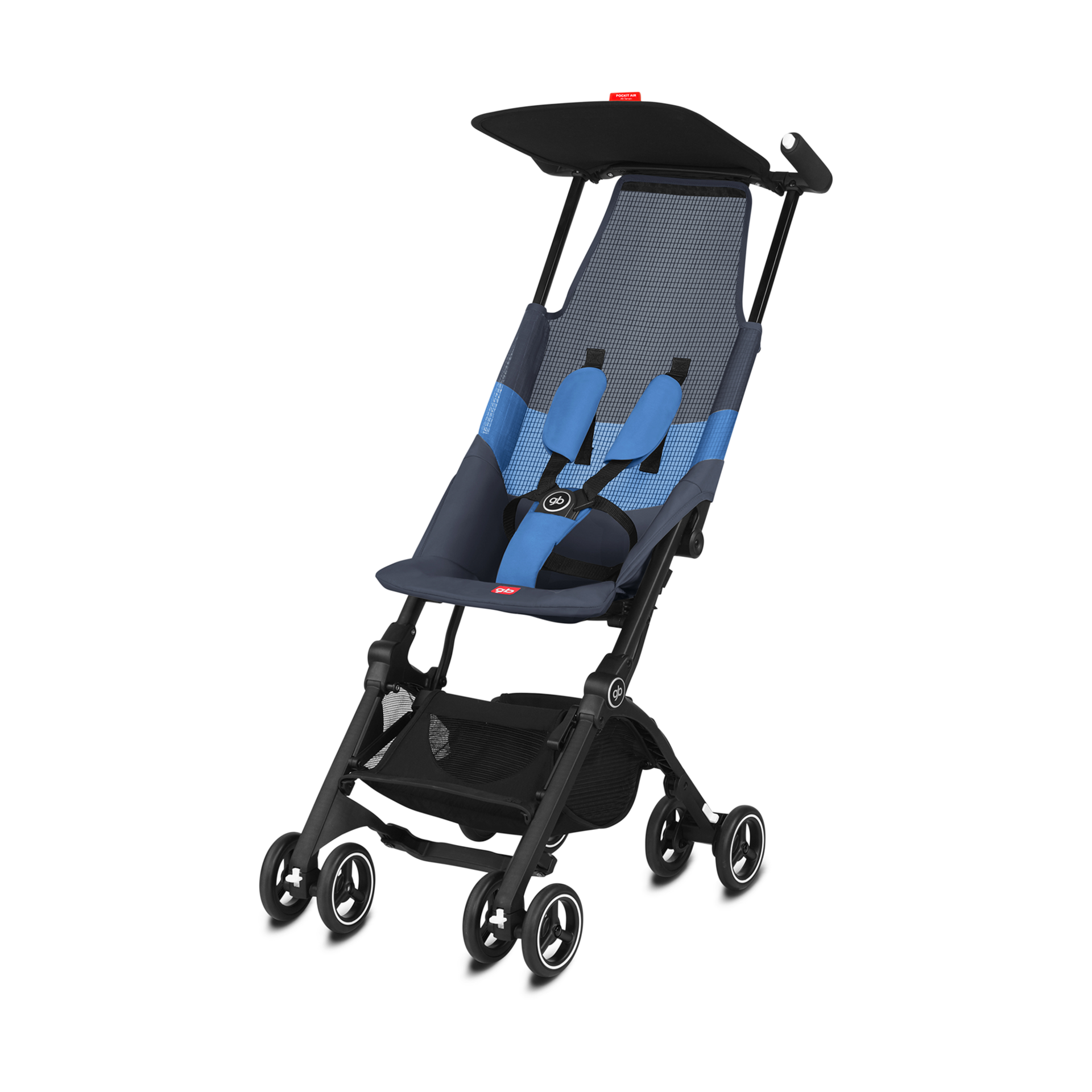 gb Pockit Air All Terrain Ultra Compact Lightweight Travel Stroller with Breathable Fabric in Night Blue, 28x17.5x39.8 Inch (Pack of 1)