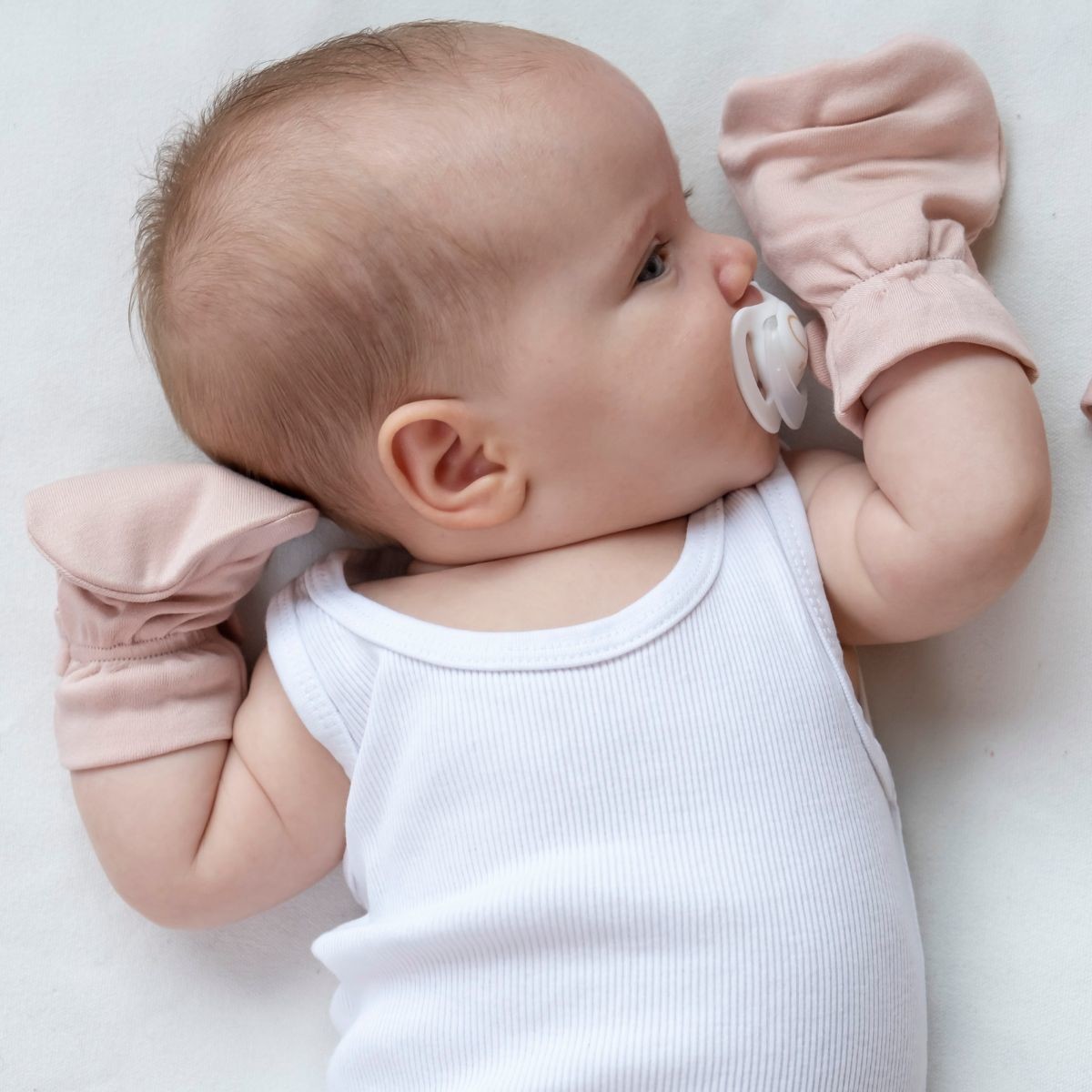 Goumi Kids Stay-On Baby Mitts (2 pack) - Abstract Floral + Rose, 0-3 M.