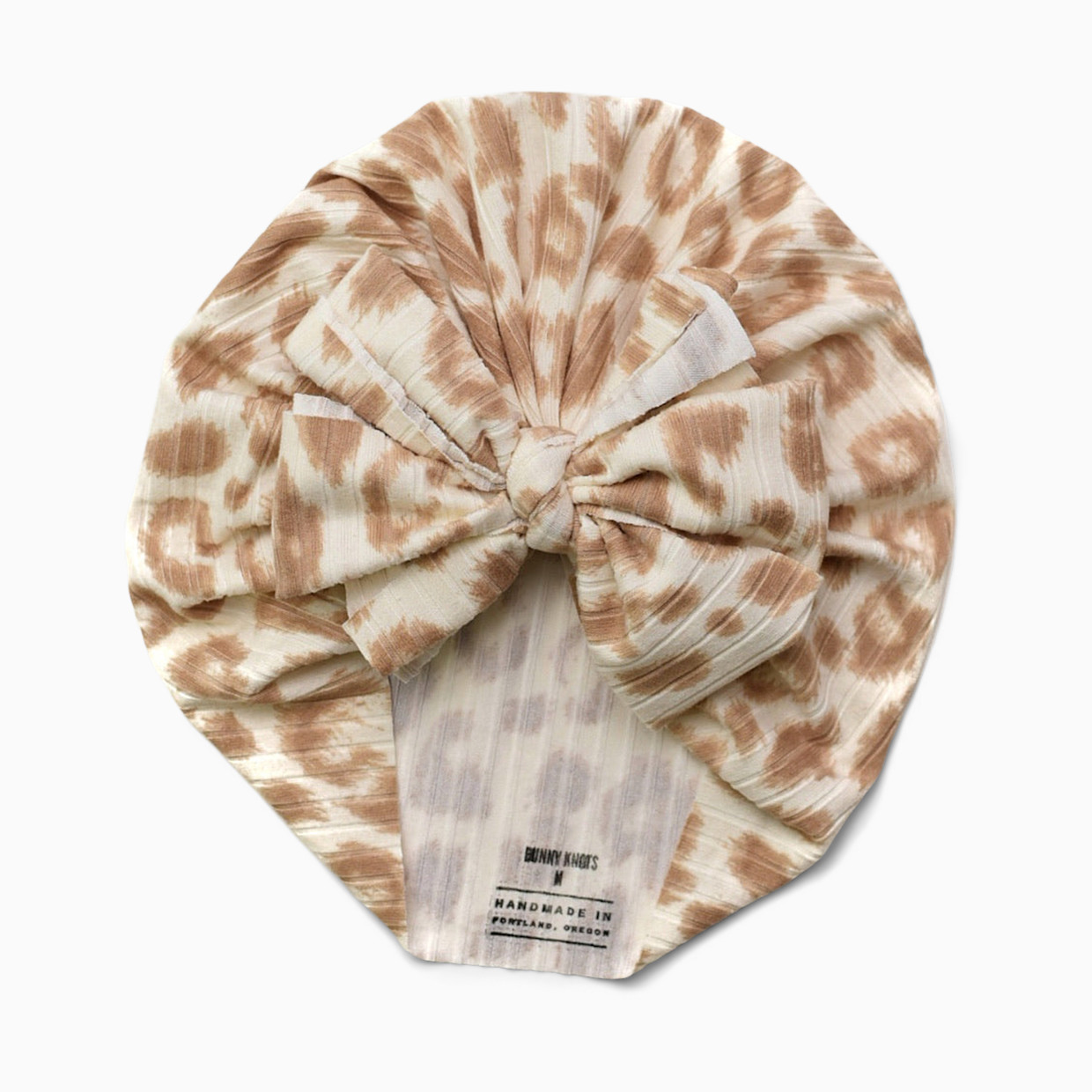 Bunny Knots Headwrap - Cream Leopard, Newborn.