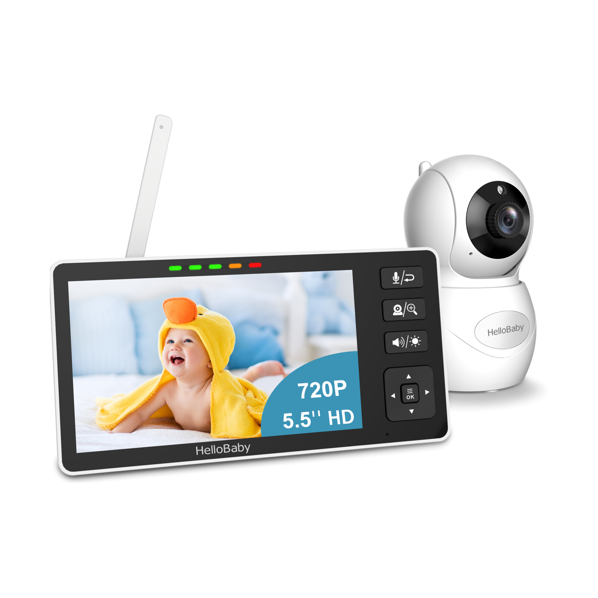 HelloBaby 5.5" 720 HD LCD Digital Wireless Video Baby Monitor.