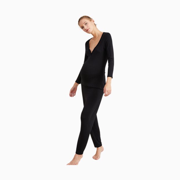 Hatch Collection The Rib Nursing Henley - Black, 2.
