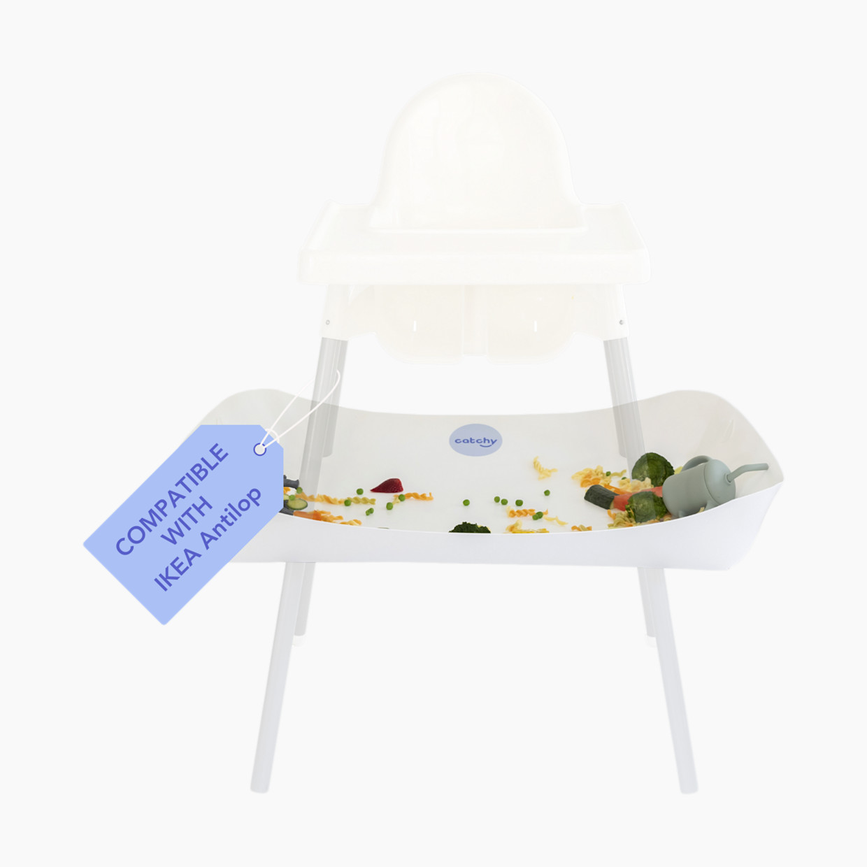 Catchy Food Catcher for High Chairs - White, For Ikea Antilop.