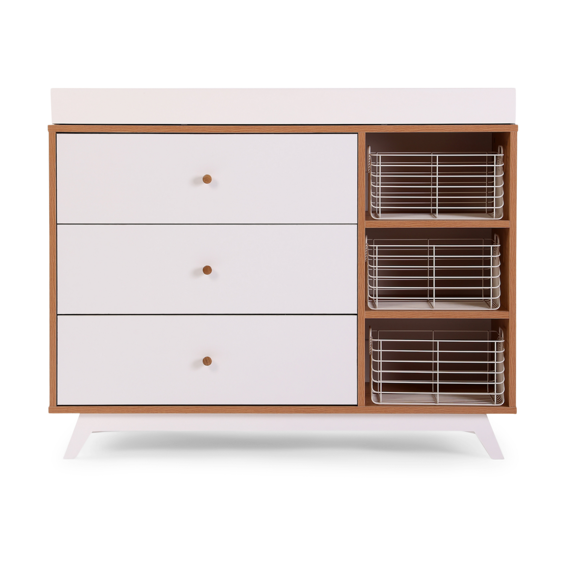 dadada Central Park 3-Drawer Dresser - White/Red Oak.