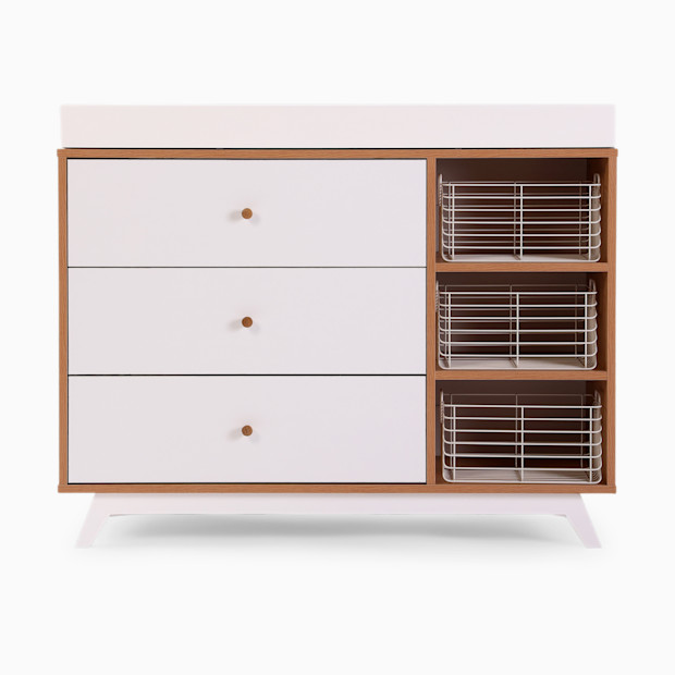 dadada Central Park 3-Drawer Dresser - White/Red Oak.