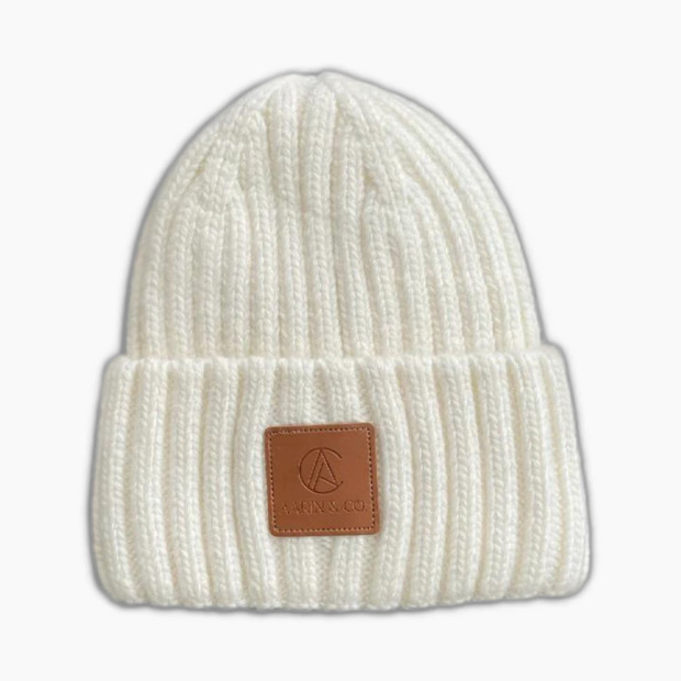 Aarin & Co. Satin Lined Ribbed Knit Beanies - White, 0-6 M.