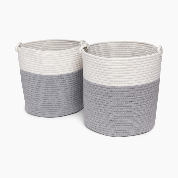 Sprucely Cubby Rope Basket (2 Pack) - Grey, Medium.