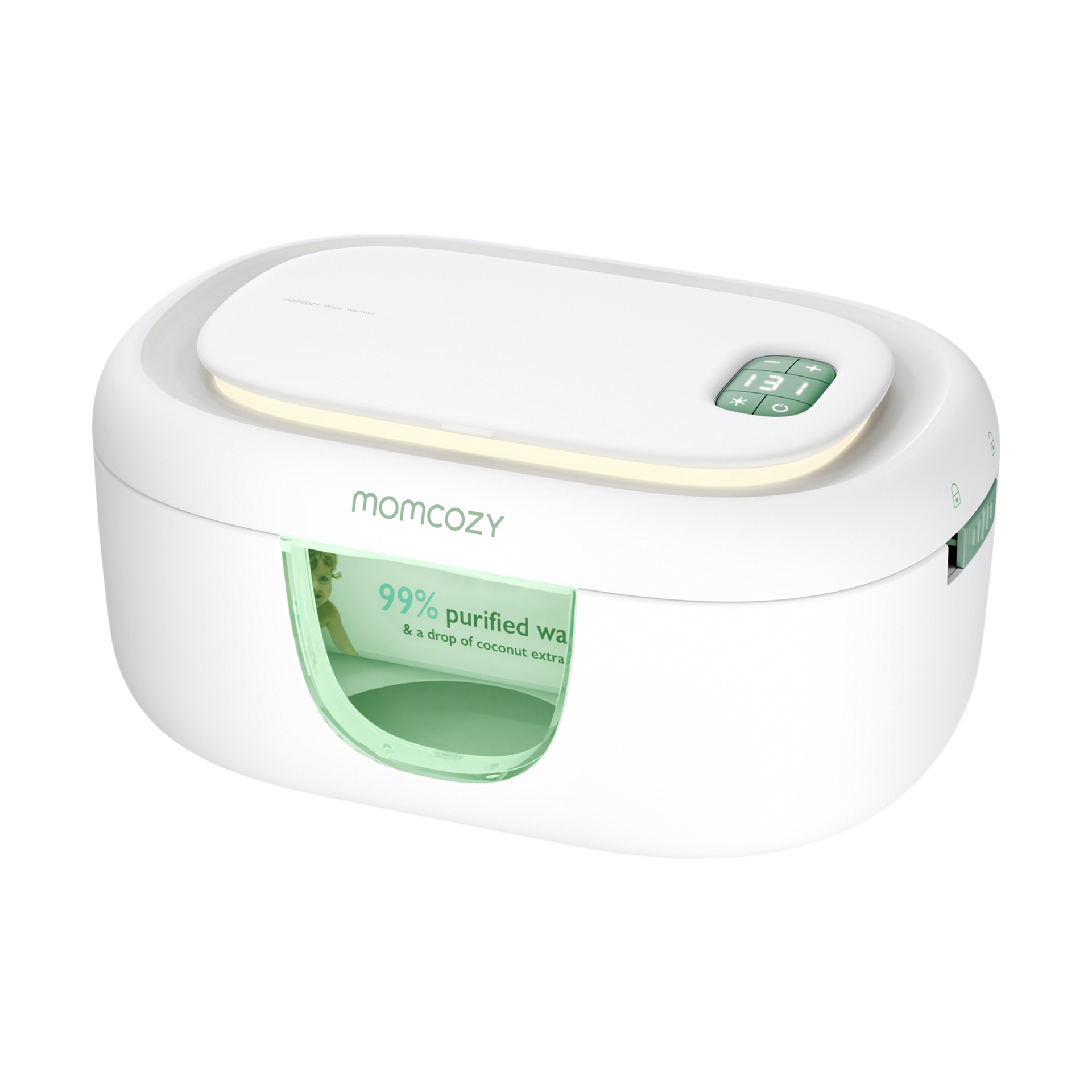 Momcozy Baby Wipe Warmer - White/Green.