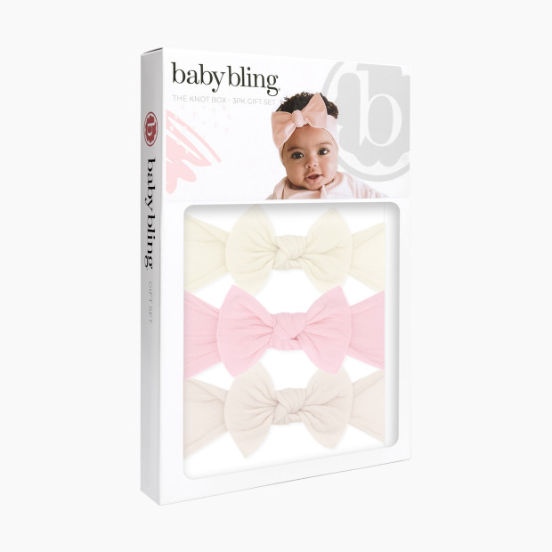 Baby Bling Itty Bitty Knot Set (3 Pack) - Ivory/Rose Quartz/Oatmeal, Os.