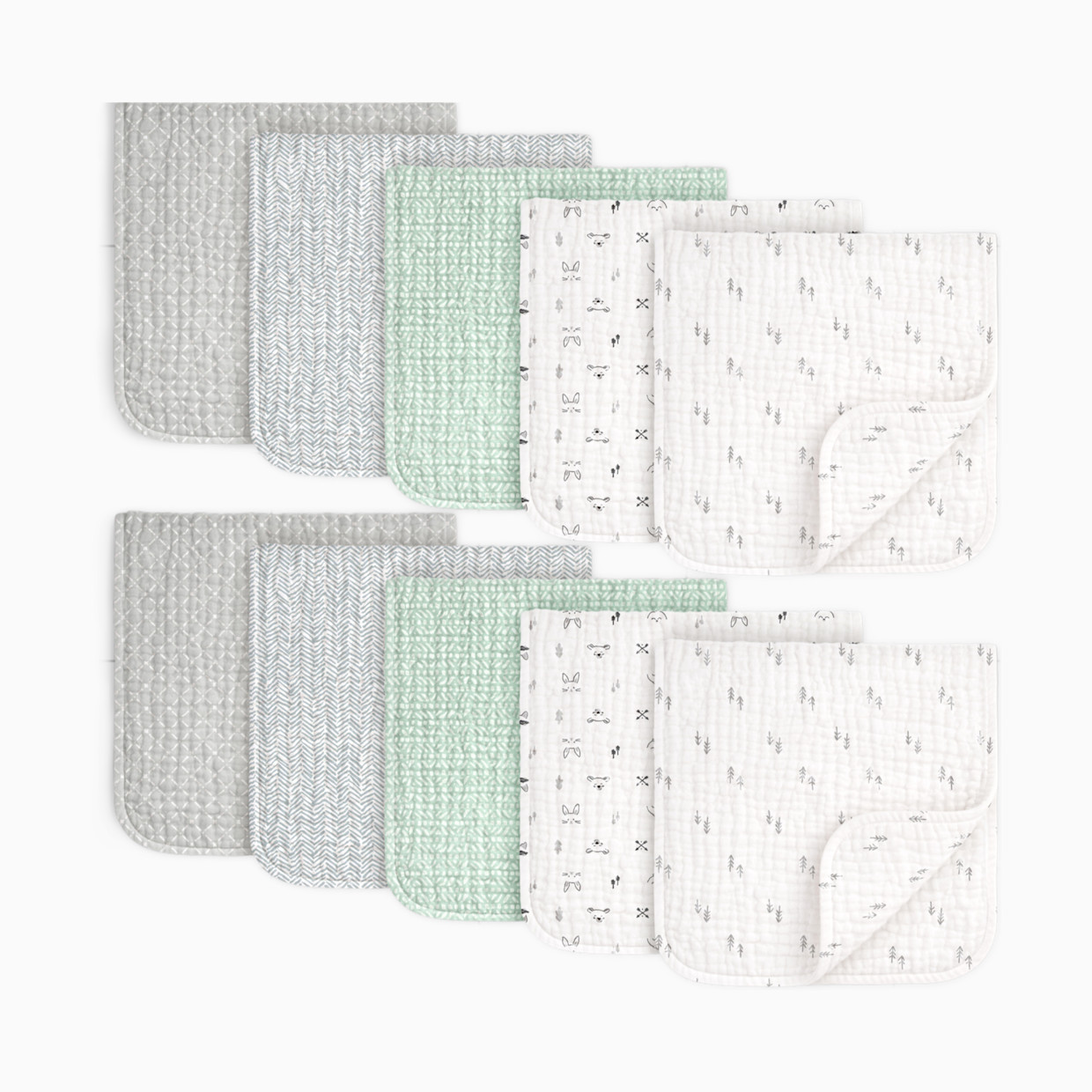 KeaBabies 10-Pack Lyra Muslin Burp Cloths - Nordic.