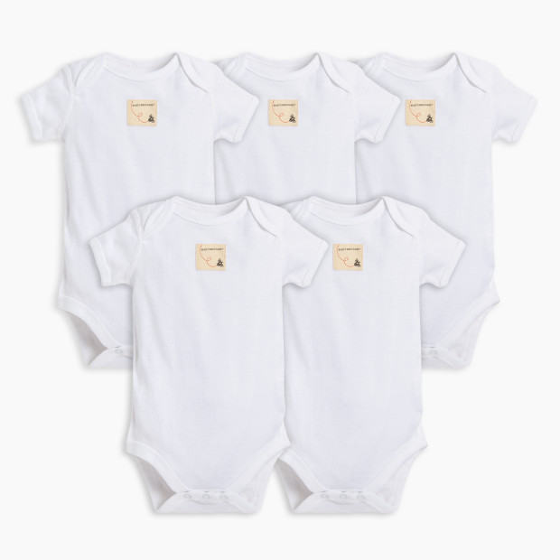 Burt's Bees Baby Organic Short Sleeve Bodysuit (5 Pack) - Cloud, 3-6 Months.