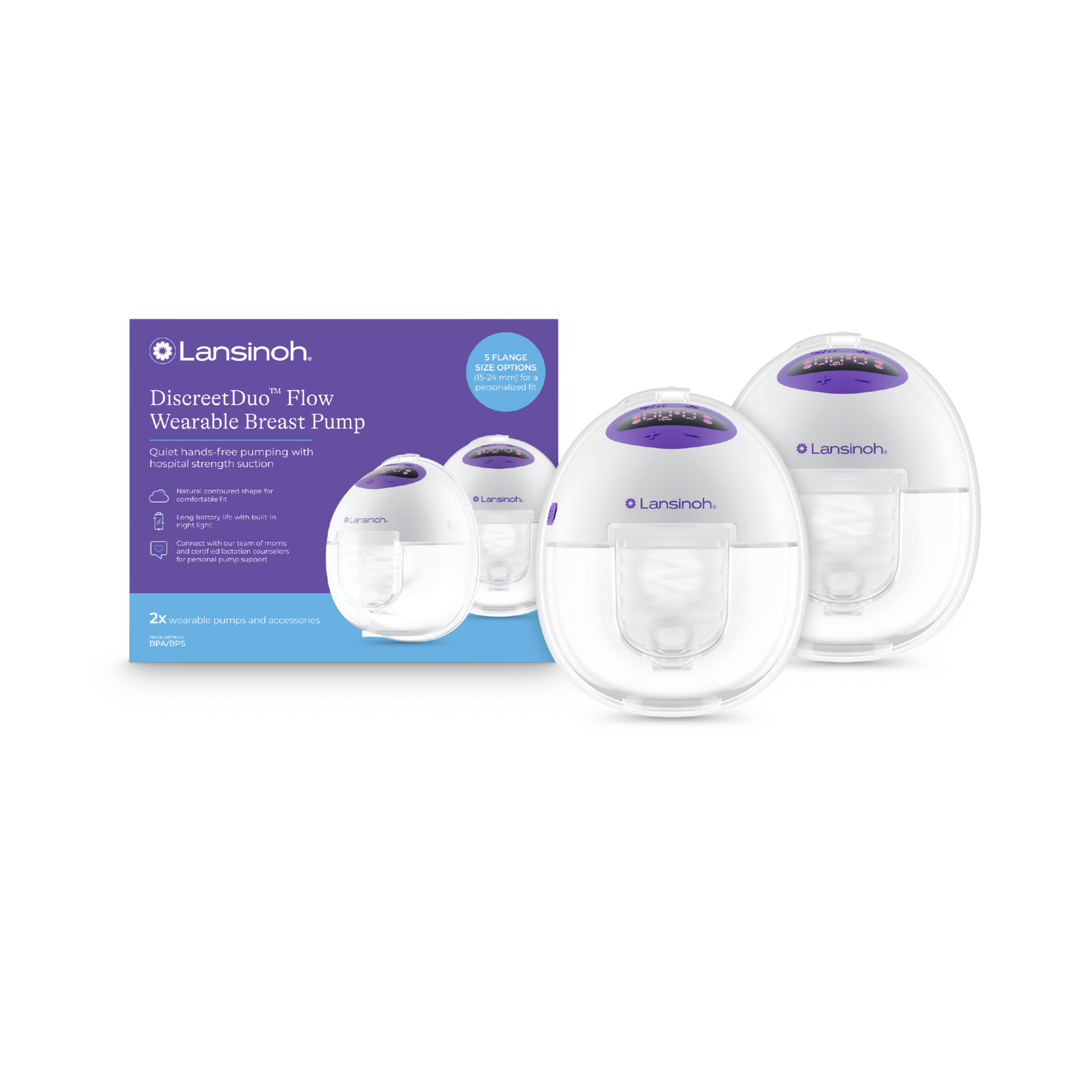 Lansinoh DiscreetDuo Flow Wearable Breast Pump.